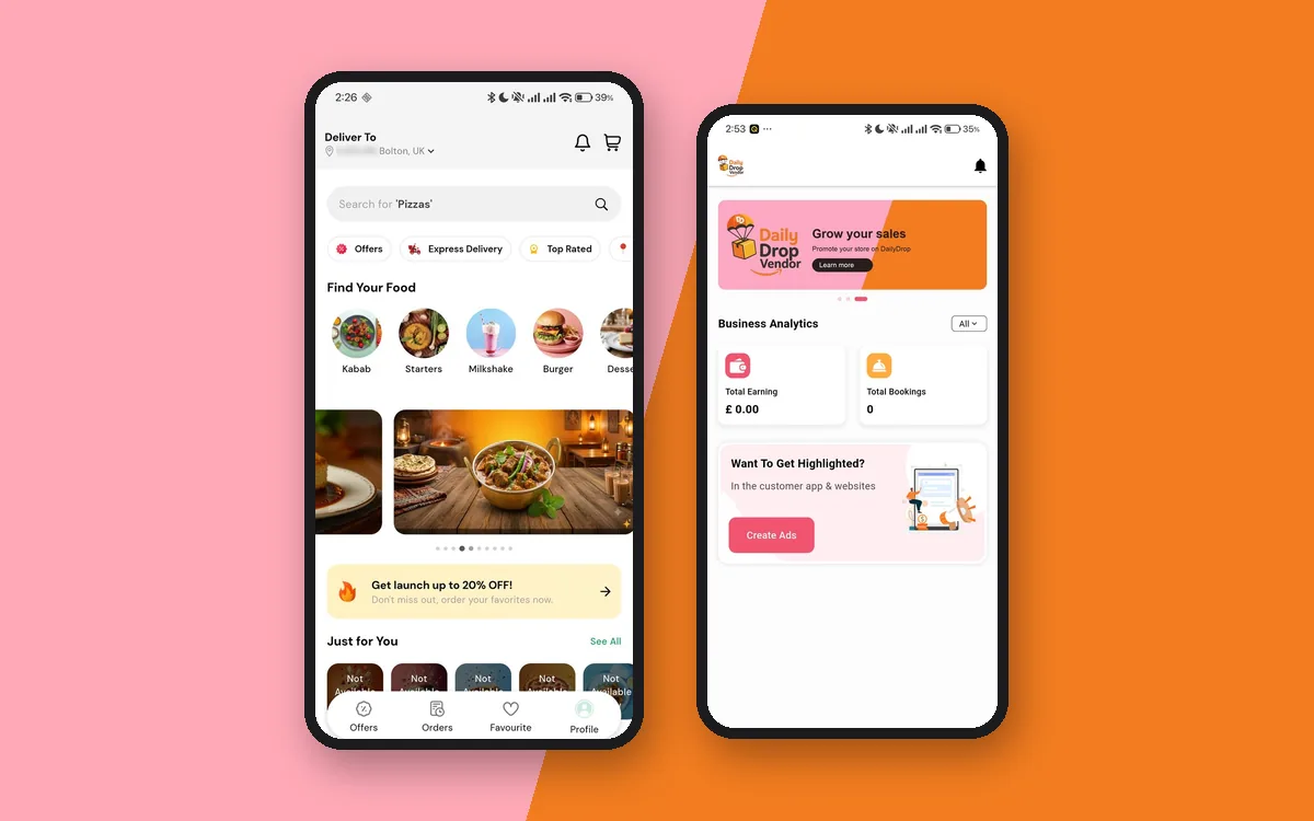 DailyDrop: Multi-vendor delivery platform (mobile apps and backend)