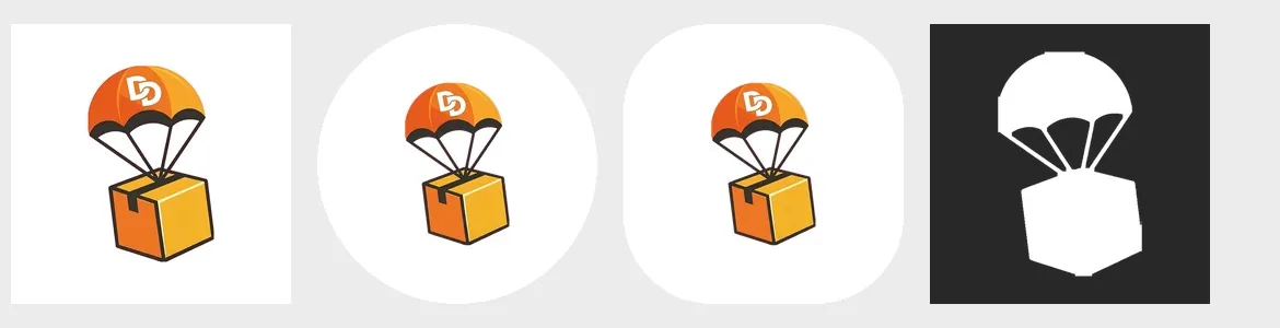 DailyDrop customer app icon across iOS, Android and notification styles